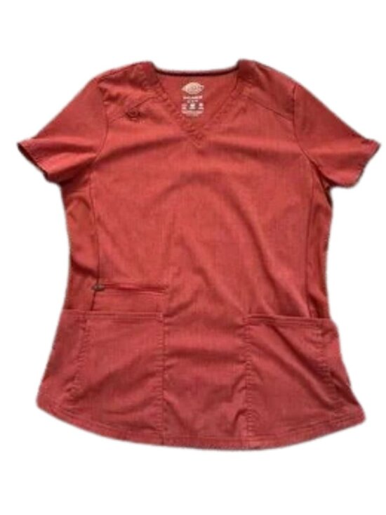Dickies Tops - Dickies Women's Heather Clay Short Sleeve Balance V-Neck Scrubs Top - Size M